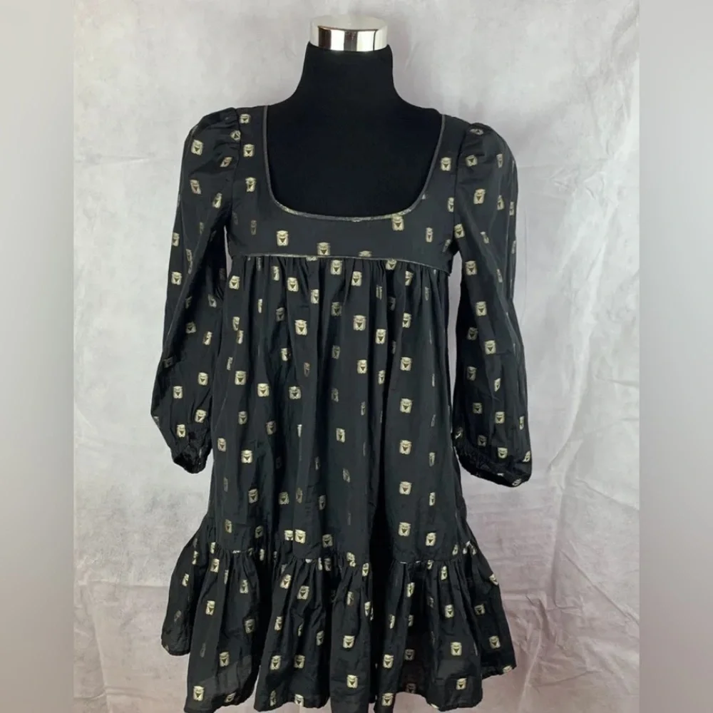 french connection black gold dress Gold and black beaded French connection dress